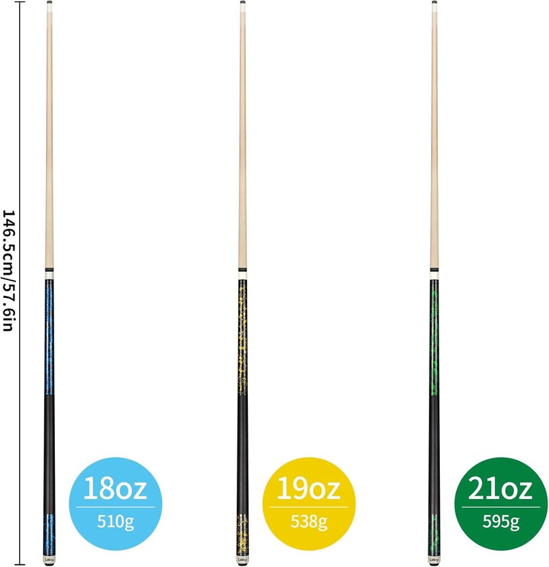 LOTKEY Pool Cue Sticks for Adults,Super Straightened Up 58'' 18 19 20 21 oz Billiard Cues Stick Canadian Maple Tacos De Billar Profesional Set of 4/3/2/1 House Bar Pool Que Table Beginner Pool Queue for Sale - Image 2